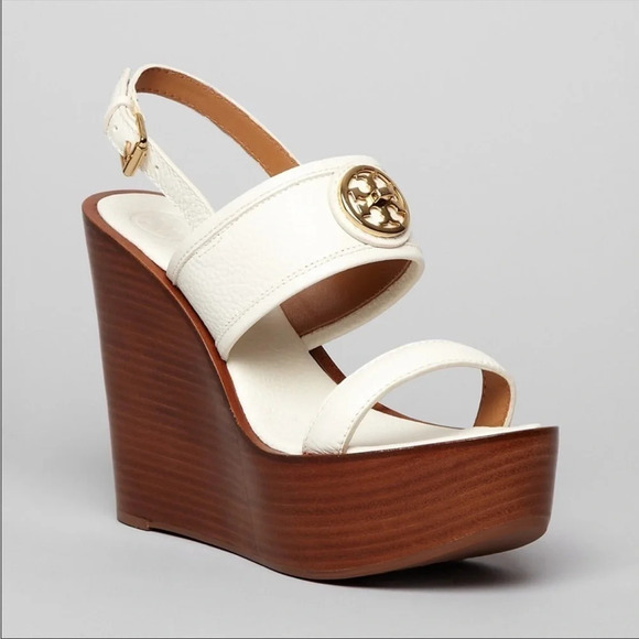 Tory Burch Selma Sandal Wedge White - Picture 16 of 16